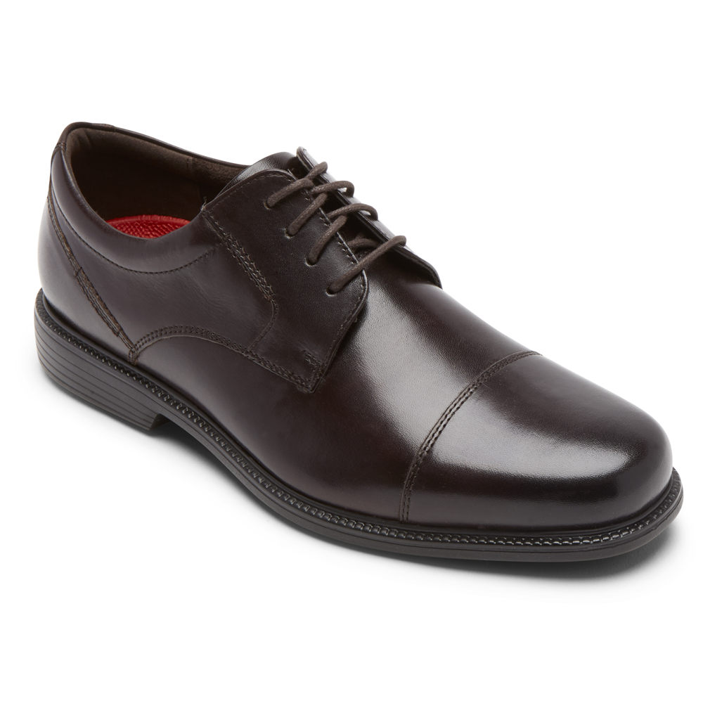 Rockport Oxfords For Mens Dark Brown - Charles Road Cap Toe - YZ5276389